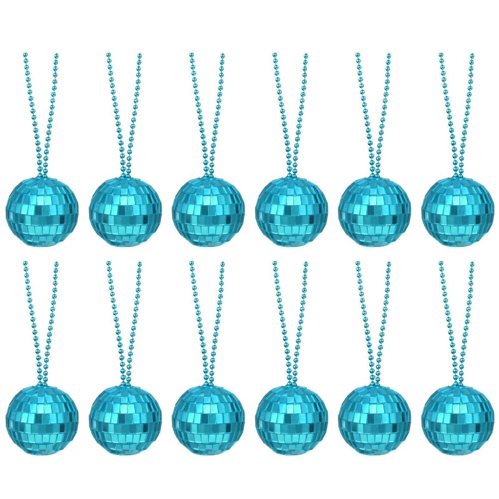 7217 12 Pcs Mirror Disco Ball Necklaces 2" Bulk Disco Ball